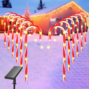 12 Pack Christmas Candy Cane Pathway Lights, Christmas Solar Stake Lights with 72 LED Lights, 8 Light Modes Christmas Decorations for Outdoor Patio Garden Yard Xmas Holiday