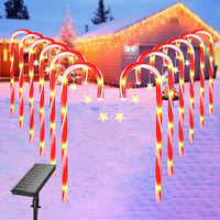 12-Pack Solar Candy Cane Path Lights – 72 LEDs & 8 Modes