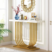 U-Shaped White Marble-Style Console Table
