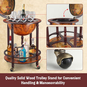 Antique-Style Mini Globe Bar Trolley with Bottle Storage
