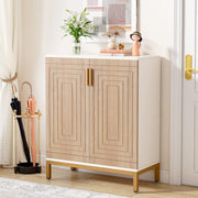 80 × 38 × 77 cm White Shoe Cabinet with 5 Shelves & 2 Doors