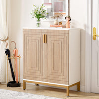 80 × 38 × 77 cm White Shoe Cabinet with 5 Shelves & 2 Doors