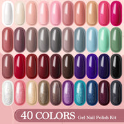 40 Colors Gel Polish with 36W Nail Light Curing Gel Lamp for Nails Gel Nail Kit Soak off Base Coat Top Coat Gel Polish with Manicure Tools DIY Nail Kit for Beginner at Home, Gel Nail Set