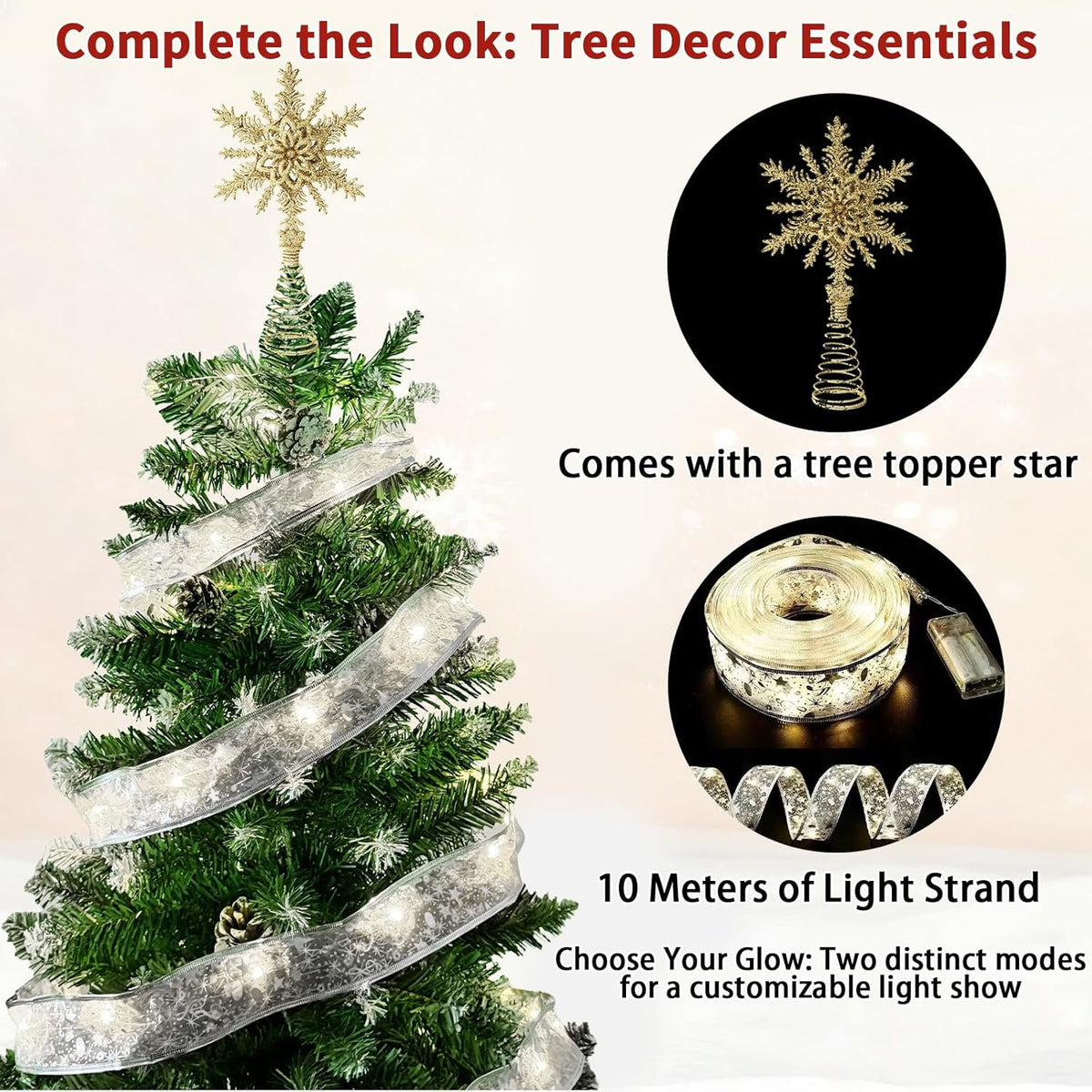 Pop-Up Artificial Christmas Tree with 10 m LED Lights