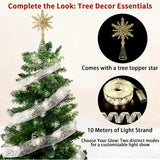 2025 Upgraded 2.1M Artificial Christmas Tree with 10m Integrated LED Lights, Hinged Pop-Up Design for Instant Indoor & Outdoor Decor - Includes Sturdy Stand, Star, Ideal for Home, Office, Party