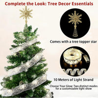 2025 Upgraded 2.1M Artificial Christmas Tree with 10m Integrated LED Lights, Hinged Pop-Up Design for Instant Indoor & Outdoor Decor - Includes Sturdy Stand, Star, Ideal for Home, Office, Party
