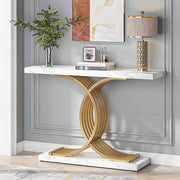 99 cm Gold & White Faux-Marble Console Table