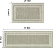 2-Piece Beige-Grey Absorbent Kitchen Rug Set – 43 × 73 & 43 × 118 cm