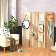 152 cm 4-Panel Folding Pegboard Display Divider – Natural