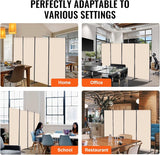 Room Divider, 4 Panels Room Divider, Folding Privacy Screen and Portable Partition Divider for Room Separation, Freestanding Room Partitions for Office, Bedroom, Study, Beige