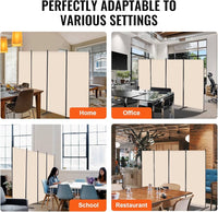 Beige 4-Panel Oxford-Cloth Room Divider – 346 × 184cm