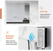 Touch LED Light Bluetooth Bathroom Makeup Wall Mirror Defog 600x800 600x1000mm