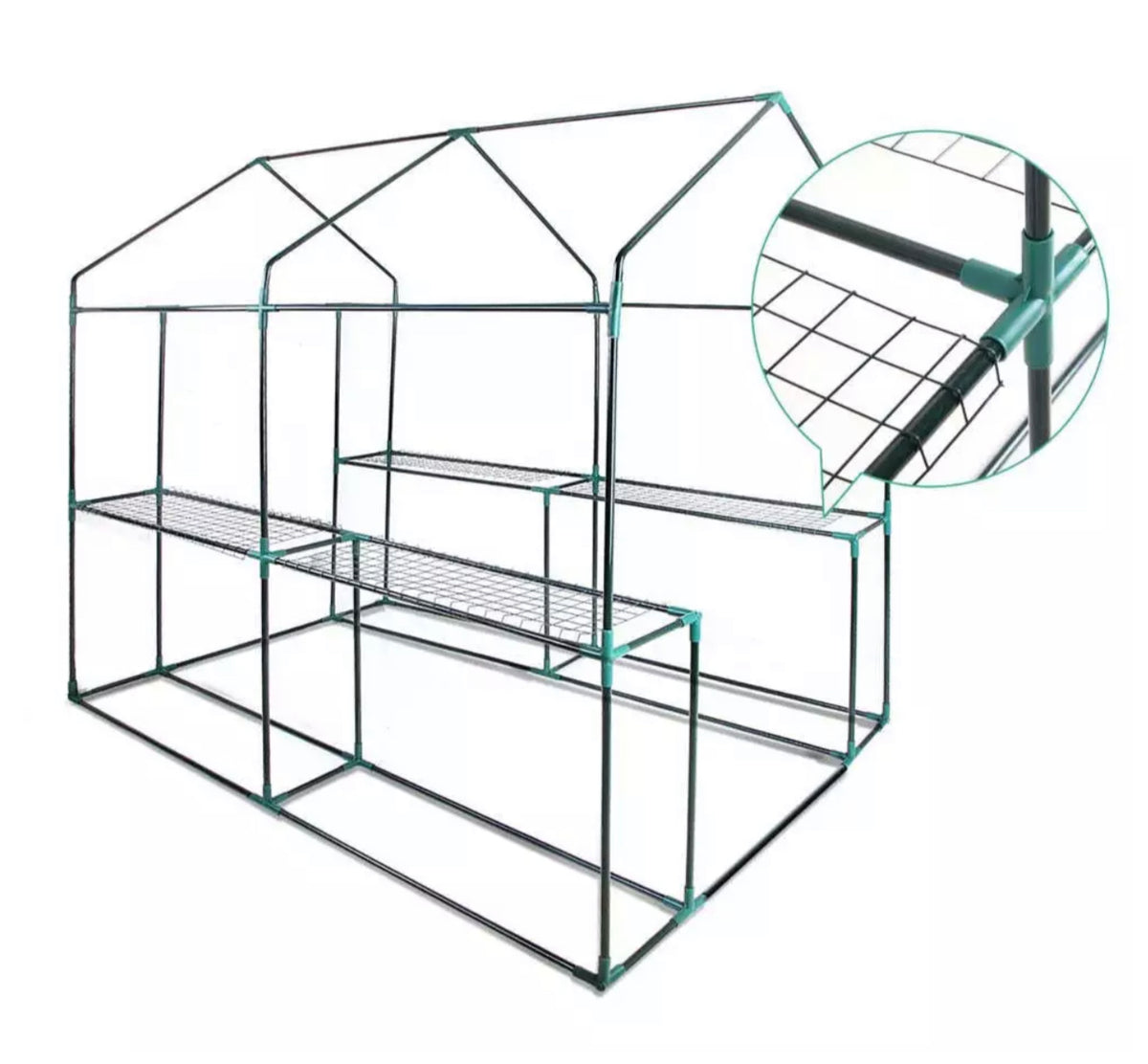 1.9 m Walk-In Greenhouse with 4 Shelves & PVC Cover