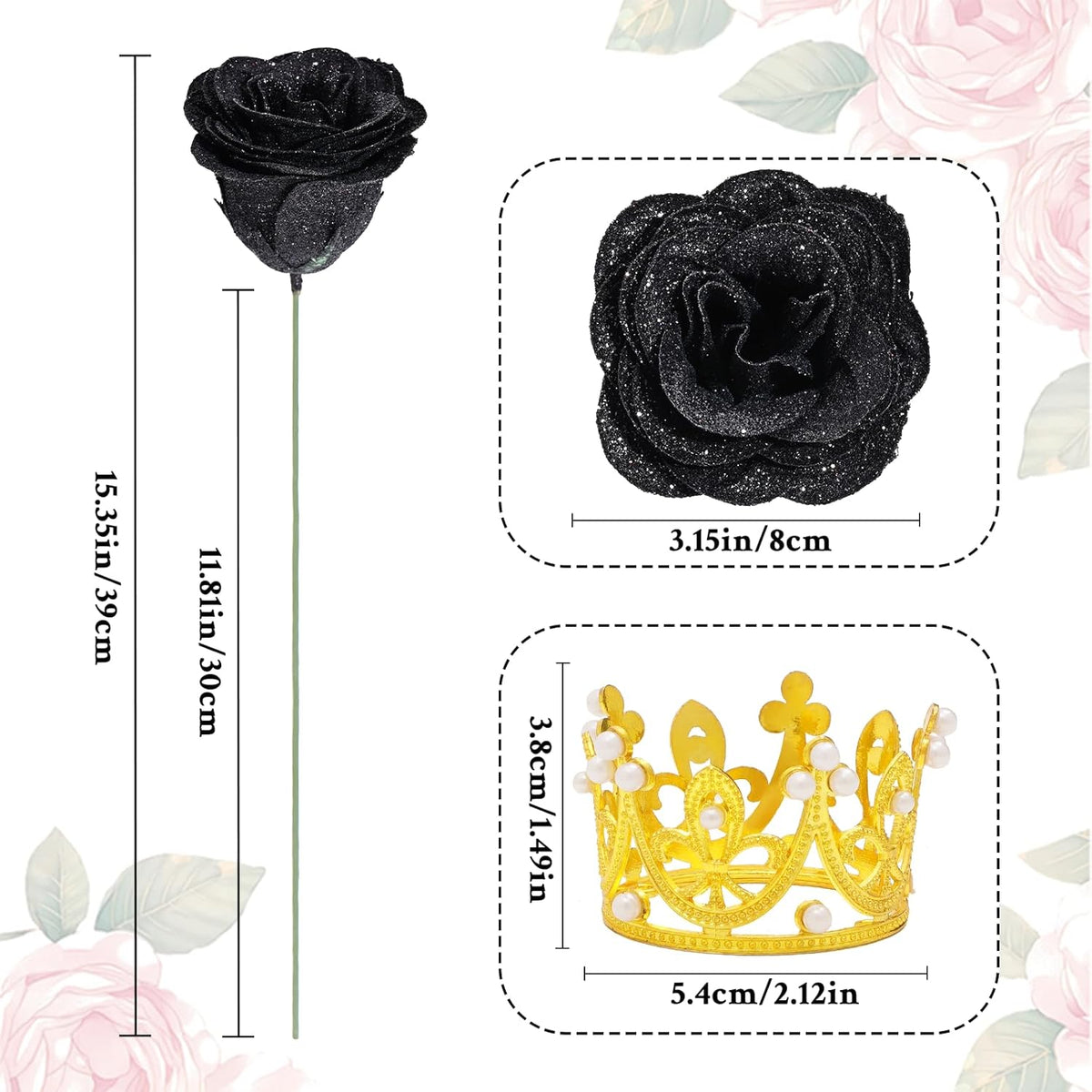 DIY Glitter Rose Bouquet Kit – 24 Artificial Roses