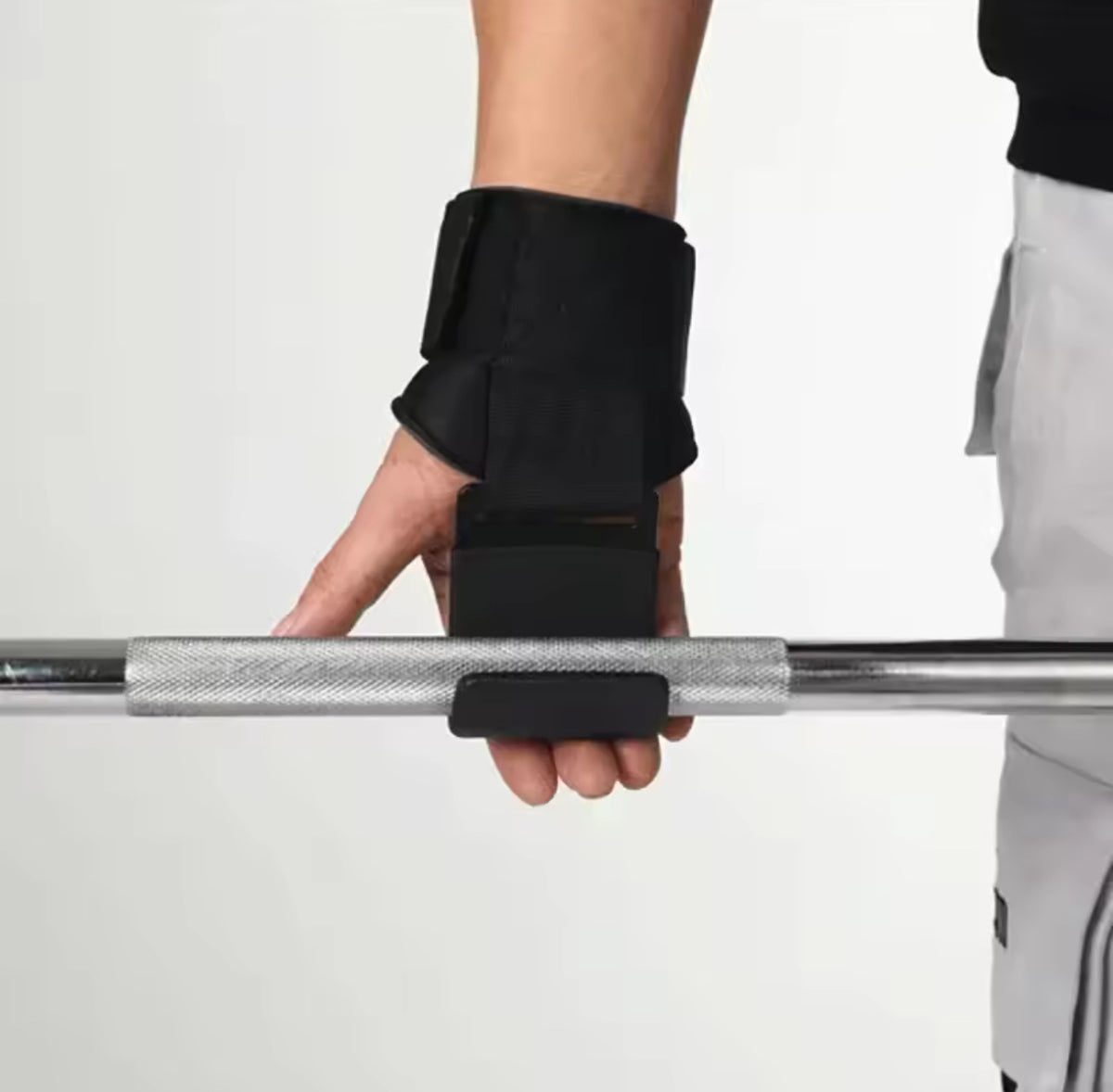 Weight-Lifting Hook Grips with Wrist Wraps
