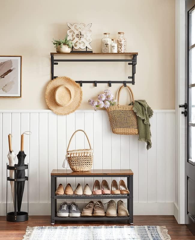 Vintage 3-Tier Shoe Bench with Seat
