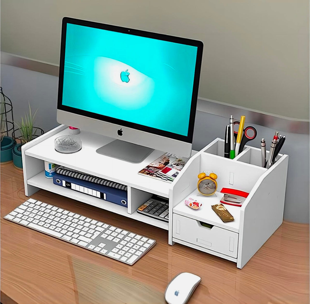 2-Tier Monitor Riser with Removable Desk Organiser