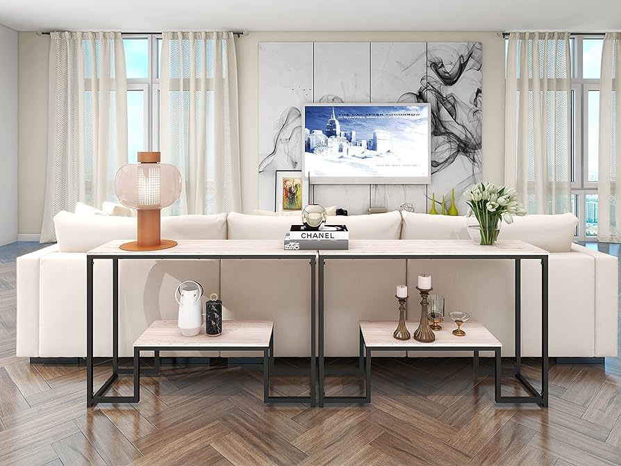 Narrow 2-Tier Industrial Console Table