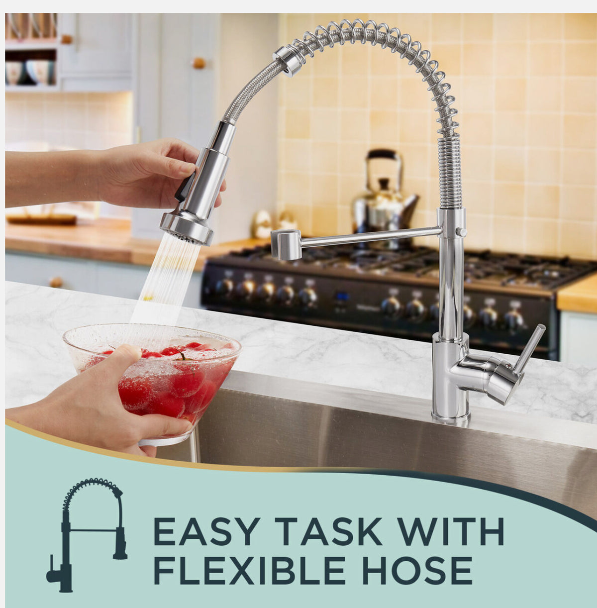 Chrome Pull-Out Kitchen Tap with 2-Mode Sprayer