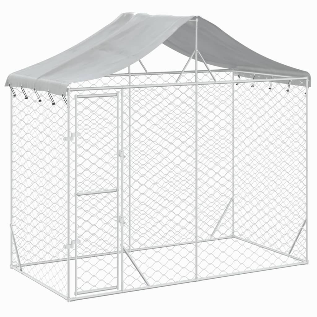 Galvanised-Steel Outdoor Dog Kennel with Roof