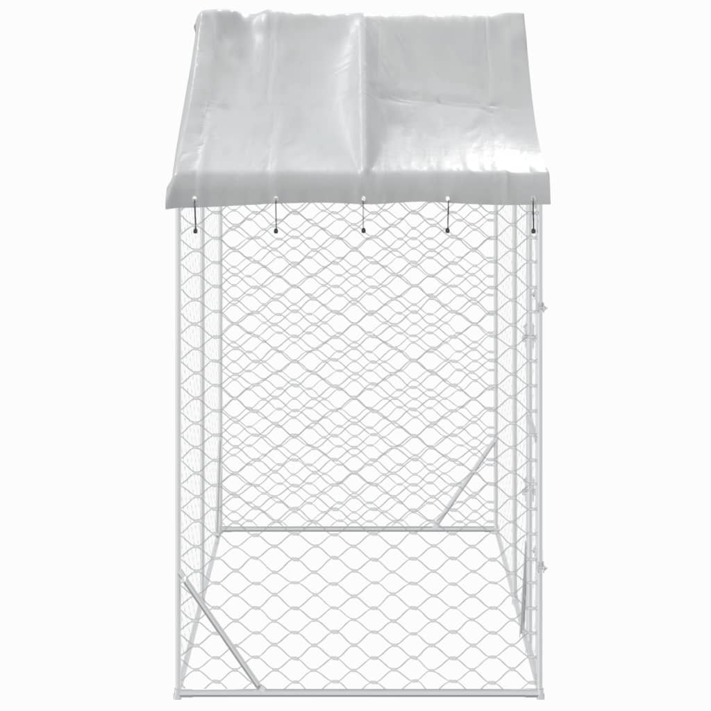Galvanised-Steel Outdoor Dog Kennel with Roof