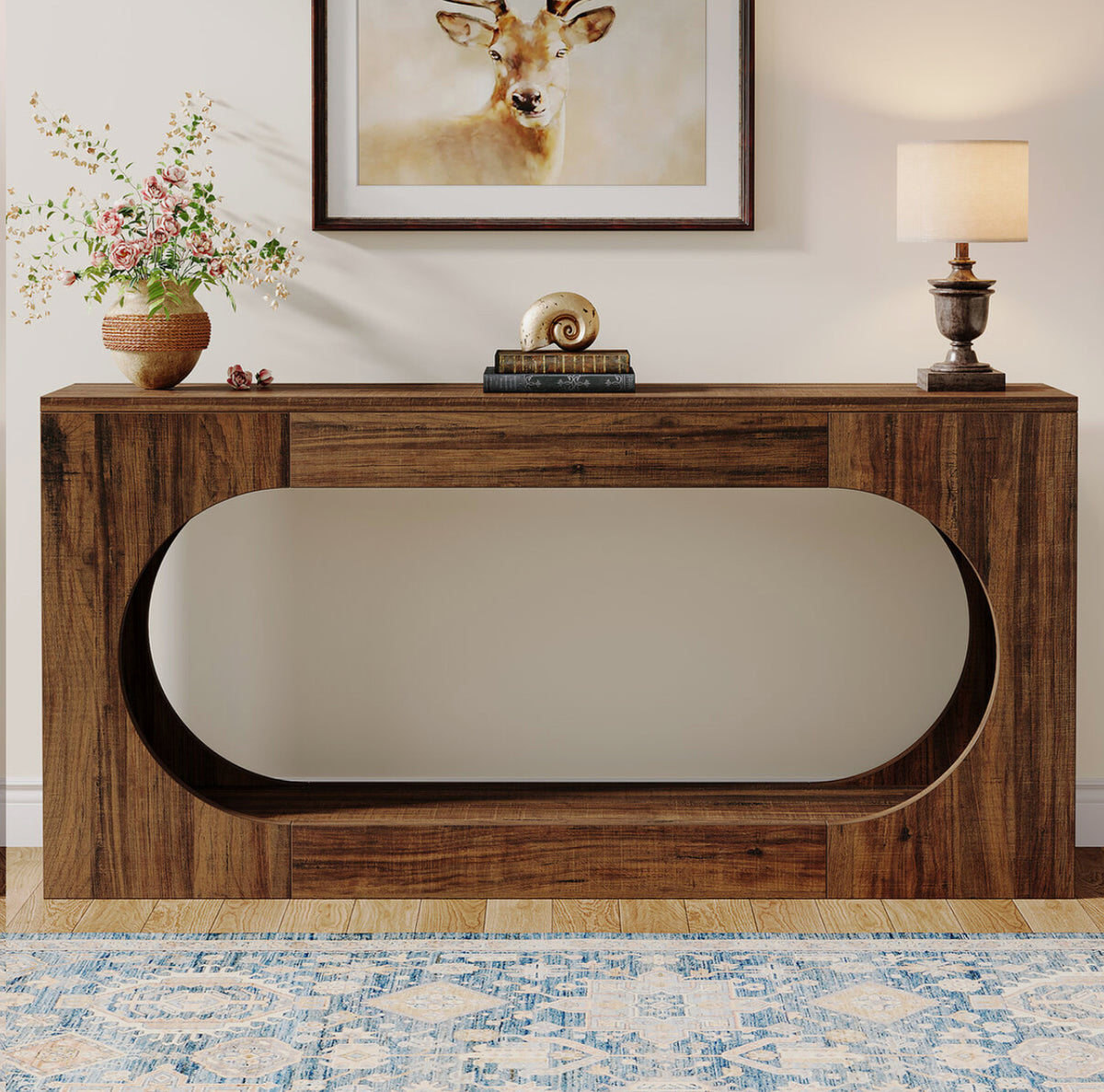 Rustic-Brown Wood Console Table