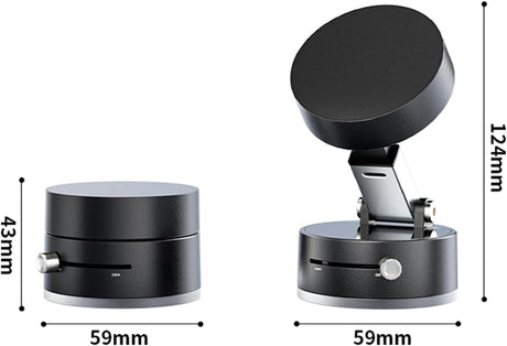 Multifunctional Vacuum Suction Phone Holder- Folding, Extendable, Double- Sided Magnetic for Car/Gym/Smooth Surface Kitchen Stand Cellphone Smartphone Mount (Black)