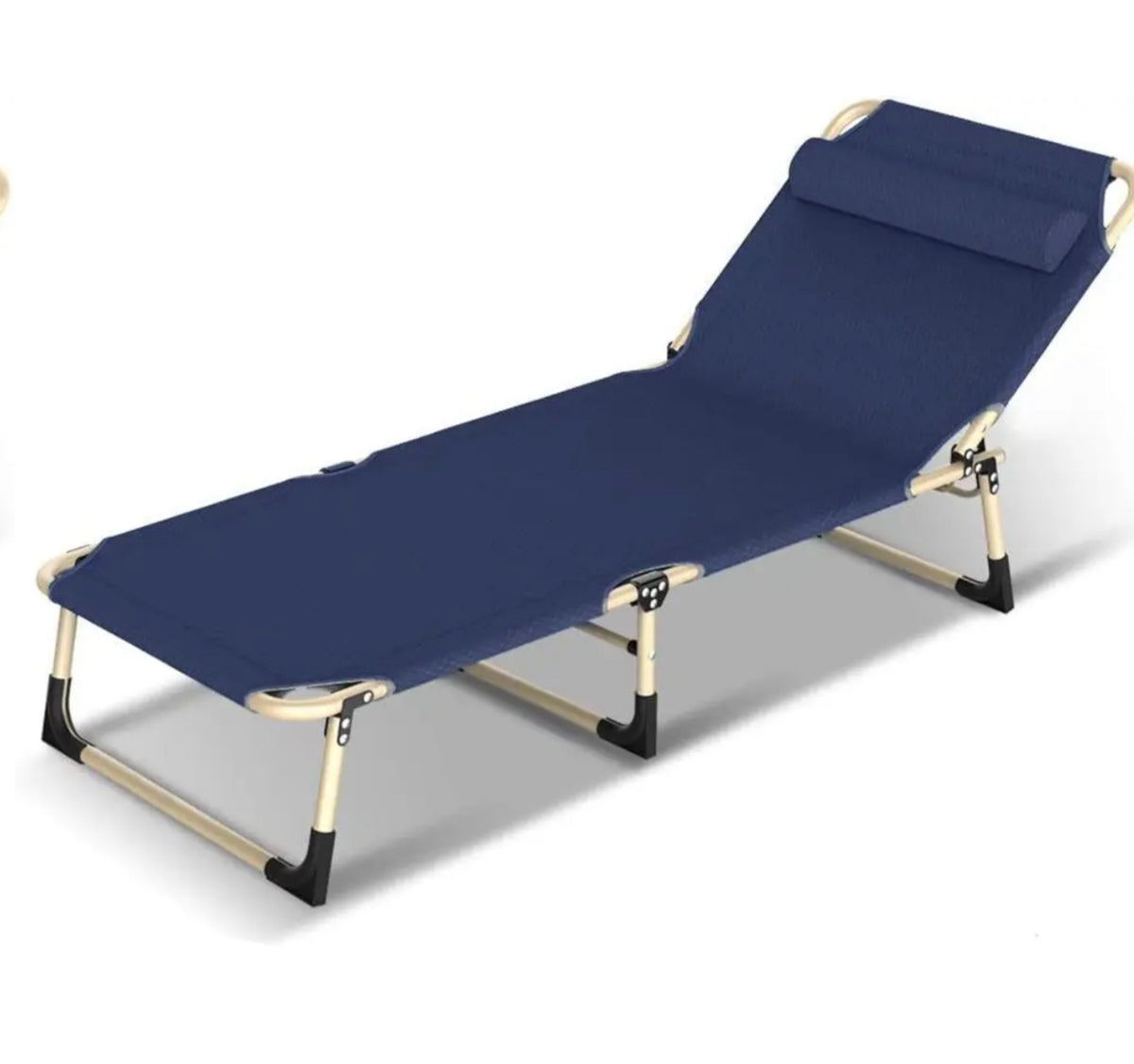 4-Position Folding Camping Lounger with Pillow – Up to 136 kg