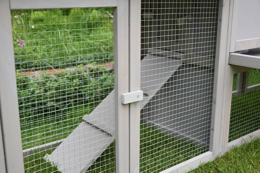 Grey Wooden Rabbit Hutch with Double Run