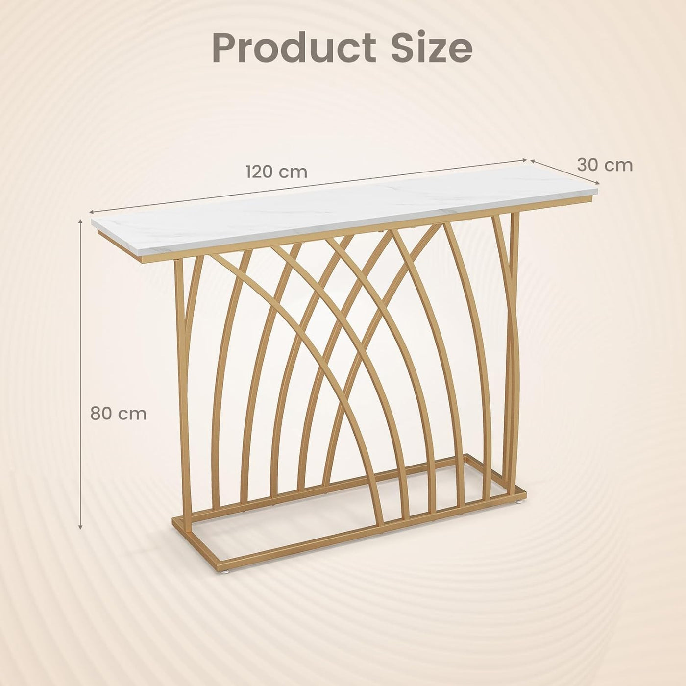 120 cm Gold & White Faux-Marble Console Table
