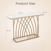 120 cm Gold & White Faux-Marble Console Table