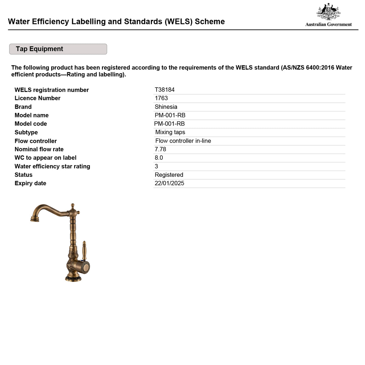 Antique Brass Single-Lever Bathroom Basin Mixer Tap