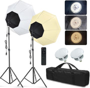 Softbox Lighting Kit Professional 2x85W Photography Video Studio Lighting Kit+Adjustable 2x2m Photography Backdrop Stand Kit with 4X 1.6x3m Backdrop Screen Background,4 Clamps and Carry Bag