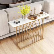 120 cm Gold & White Faux-Marble Console Table