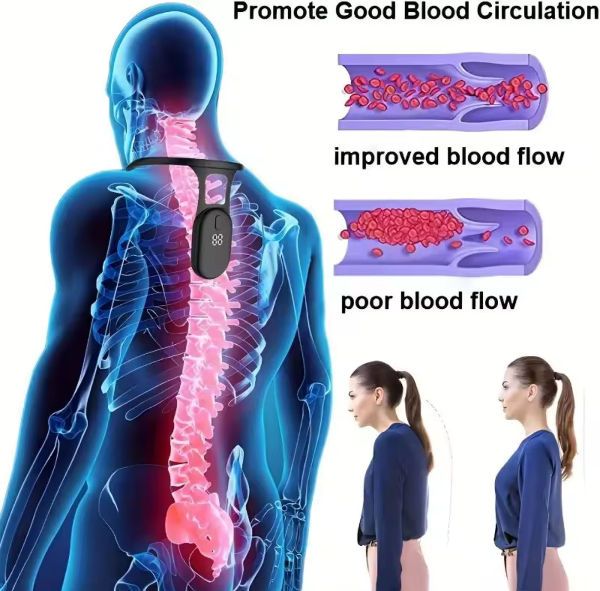 Smart Posture Corrector Miicro Vibration Posture Training Reminder Sensor Back Posture Neck Hump Corrector for Adult Kids