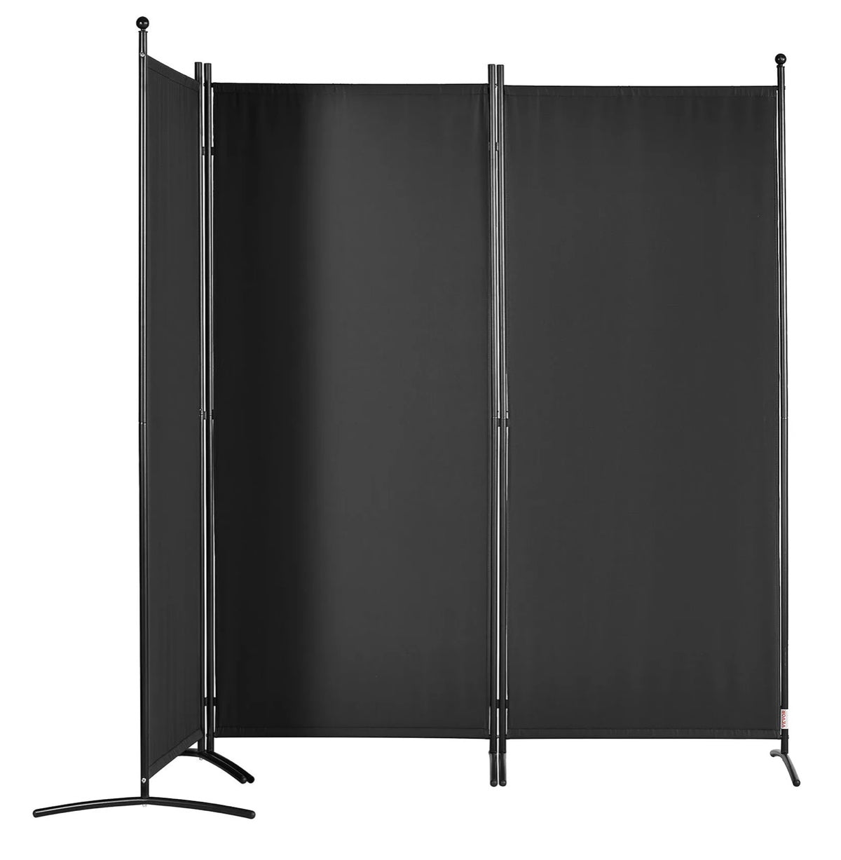 226 × 185 cm 3-Panel Black Fabric Room Divider