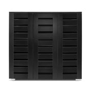 4-Tier Black Shoe Cabinet with Slatted Doors – Up to 30 Pairs