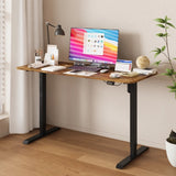 Electric Standing Desk Adjustable Height Ergonomic Sit Stand up Desk 120cm Walnut Splice Board Table Top+Black Frame