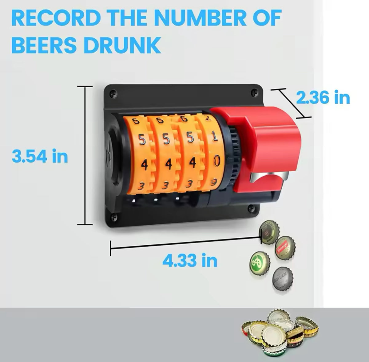 Wall-Mounted Bottle Opener with Cap Counter