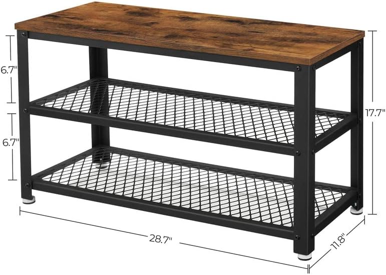 Vintage 3-Tier Shoe Bench with Seat