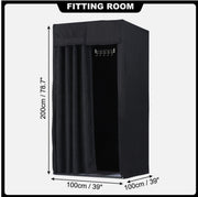 100 × 100 × 200 cm Black Retail Changing Room with Curtain