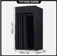 100 × 100 × 200 cm Black Retail Changing Room with Curtain