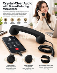 Retro USB-C Wired Phone Handset with Microphone & Volume Control