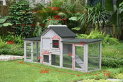 Grey Wooden Rabbit Hutch with Double Run