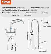 47-Inch Commercial Wall-Mount Pre-Rinse Faucet