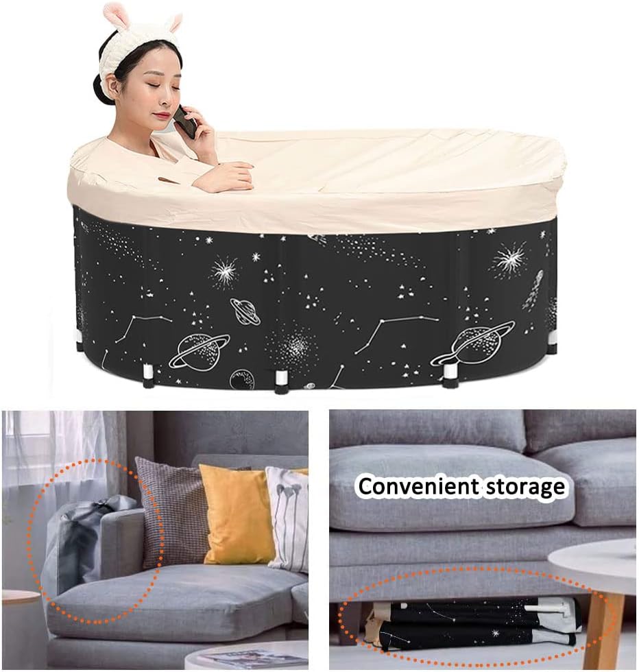 Large Foldable Adult Soaking Tub with Cover – 109 cm