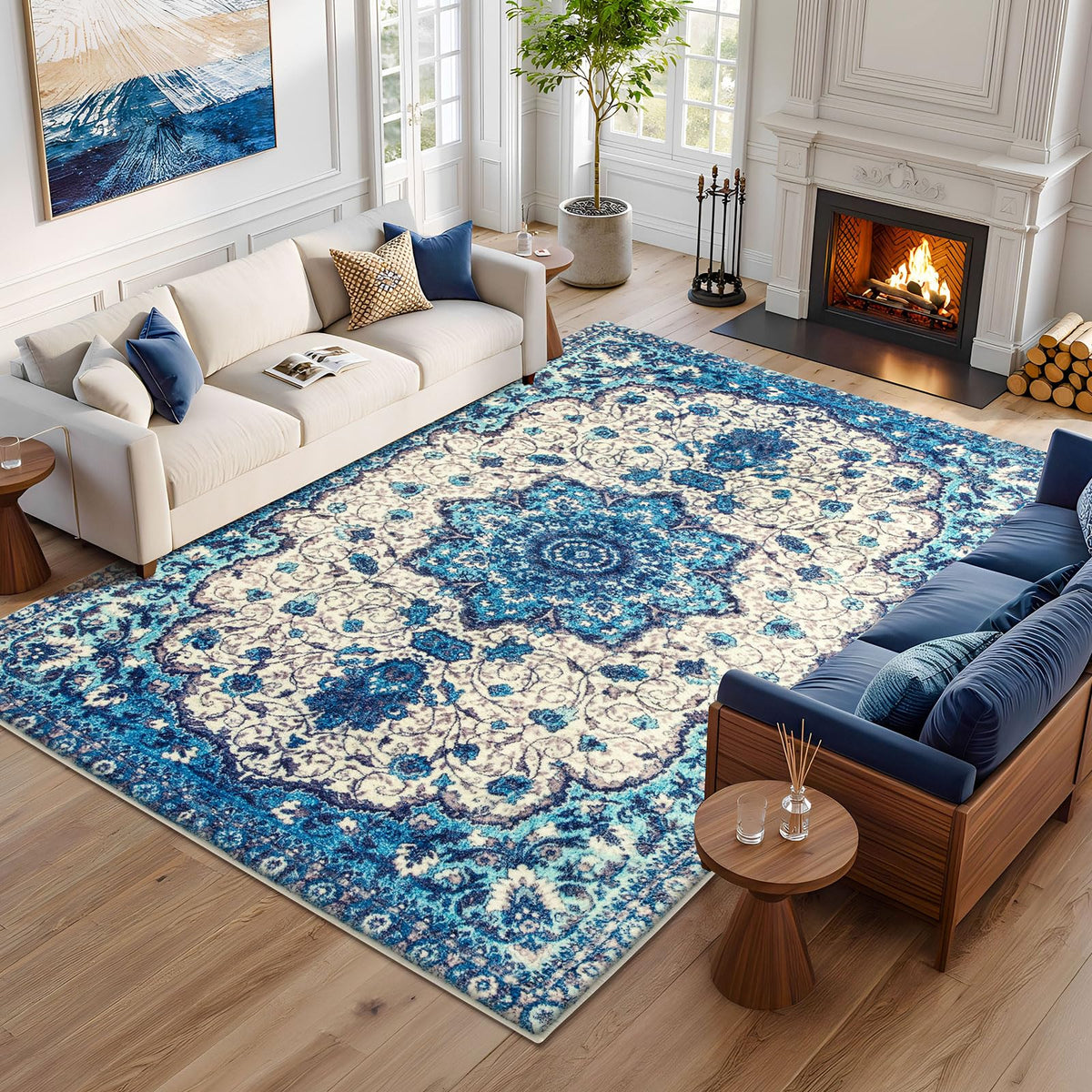 Persian-Style Imitation-Cashmere Indoor Area Rug