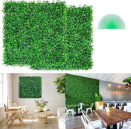 VEVOR 12PCS 10x10 inch Artificial Boxwood Panels, Boxwood Hedge Wall Mat,Artificial Grass Backdrop Wall, Privacy Hedge Screen UV Protected for Outdoor Indoor Garden Fence Backyard