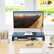 20-Inch Black Monitor Riser with Keyboard Storage