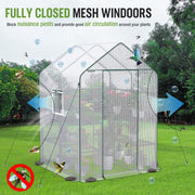 142 × 142 × 196 cm Walk-In Greenhouse with 8 Shelves
